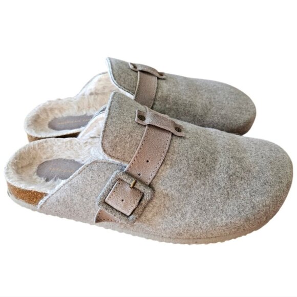 American Eagle Women's Felt Shearling Gray Clog Slip-on Shoes Size 10. - Picture 13 of 16
